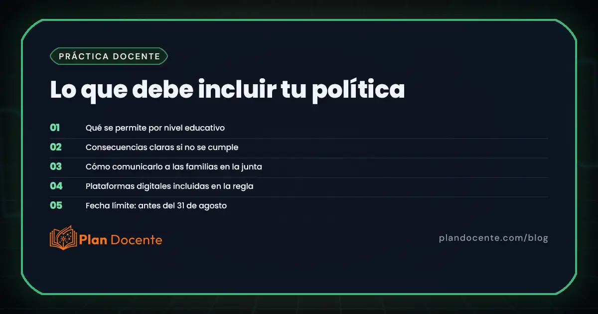 Política de celulares y plataformas: guía para tu escuela